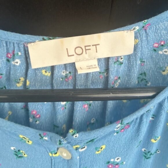 LOFT Floral Puff Sleeve Blouse | Large - Picture 5 of 8